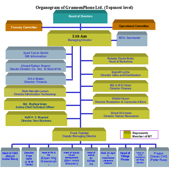 Organization Structure of GrameenPhone Ltd
