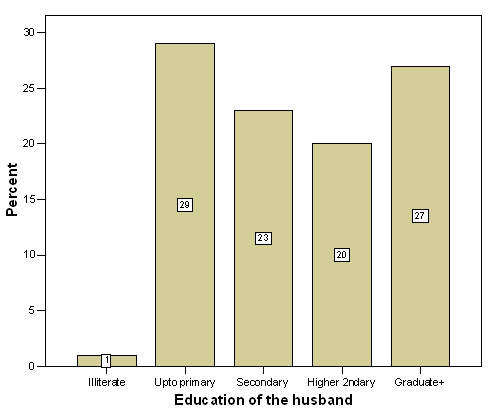 Distribution of the respondents by their husbands’ education