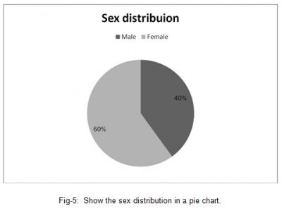 the sex distribution in a pie chart