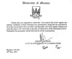 Application to the University for Sending Original Mark Sheet