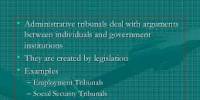 Establishment of Administrative Tribunals