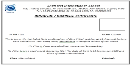 Format of Application for Bonafide Certificate