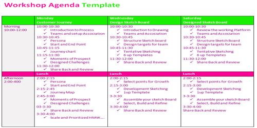 Sample Workshop Agenda Format
