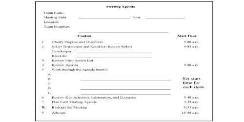 Sample Department Meeting Agenda Format