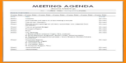 Sample Formal Meeting Agenda Format