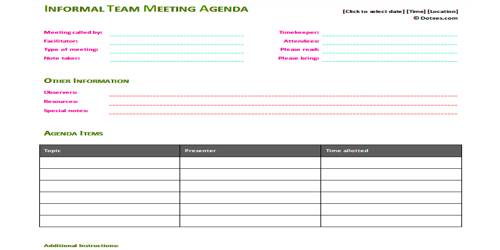 Sample Informal Meeting Agenda Format