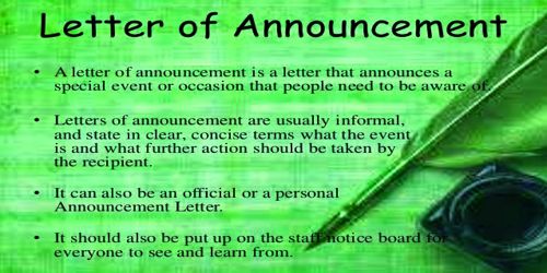 Sample Announcement Letter Format – Formal and Informal Type