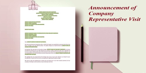 Sample Announcement Letter of Company Representative Visit