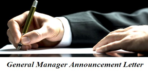 Sample General Manager Announcement Letter Format