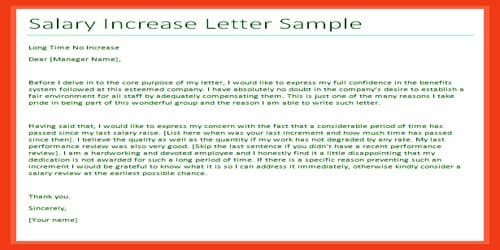 Sample Salary Increment letter request for Manager