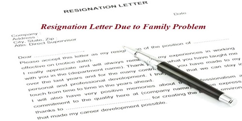 Sample Resignation Letter format Due to Family Problem