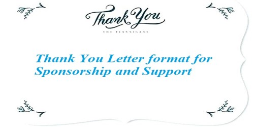 Sample Thank You Letter format for Sponsorship and Support