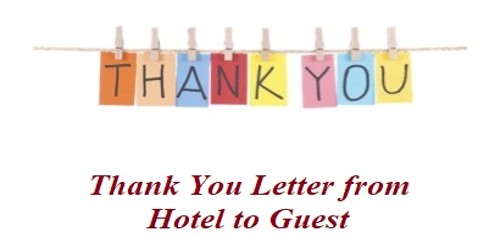 Sample Thank You Letter from Hotel to Guest