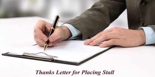 Sample Thanks Letter format to Exhibitor for Placing Stall
