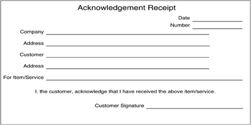 Common Acknowledgement Receipt Format