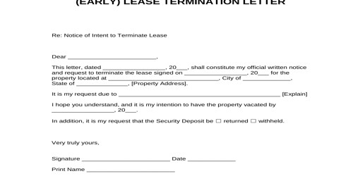 Sample Early Lease Termination Letter Format
