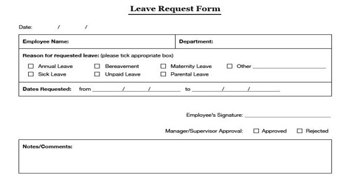 Sample Leave Application Form Format