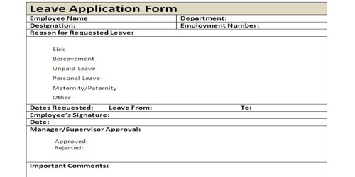 Official Leave Application Form Format