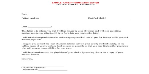 Sample Patient Termination Letter Format