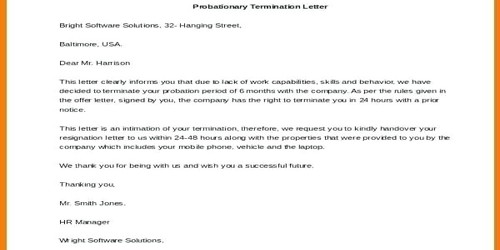 Probationary Employee Termination Letter