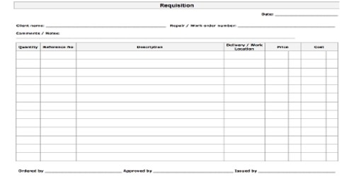 Sample Requisition Form for Company Club Services