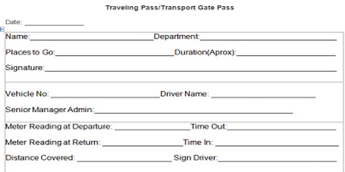 Sample Transport Gate Pass Form