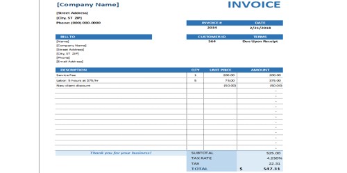 Sample Maintenance Invoice Template Form