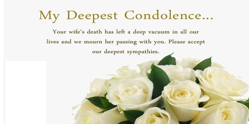 Sample Sympathy Letter format for Loss of Wife