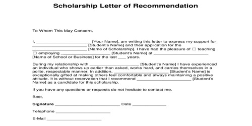 Reference Letter for a Scholarship Applicant from Employer