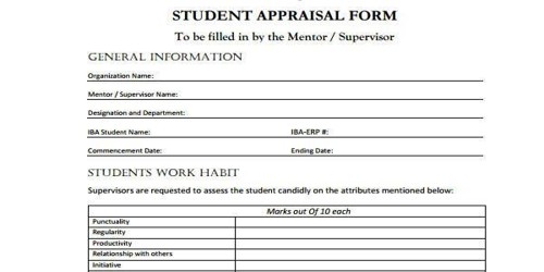 Student Appraisal Form