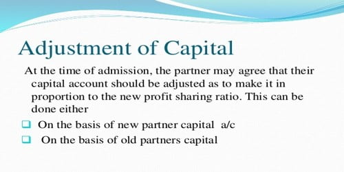 Adjustment of Capital in terms of Retirement of a Partner
