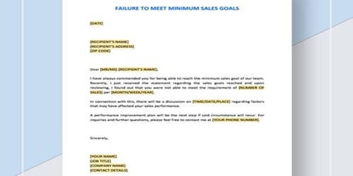 Warning Letter for Failure to Meet Minimum Sales Goals