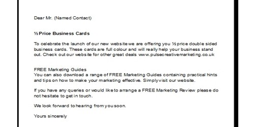 Sample Sales and Marketing Letter Format