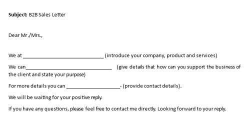 Sample B2B Sales Letter Format