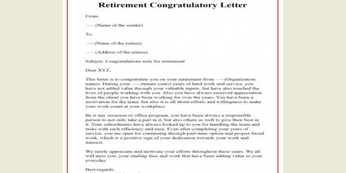 Congratulation Letter on Retirement