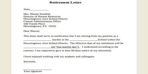Early Retirement Letter Format