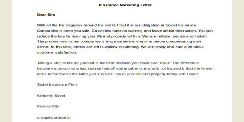 Sample Insurance Marketing Sales Letter Format