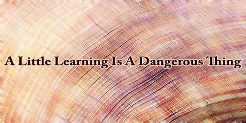 A Little Learning Is A Dangerous Thing