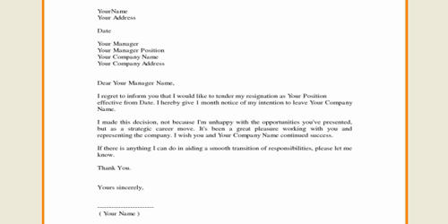 Sample Job Resignation Letter Format