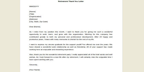 Sample Letter to thank a Retiree for his or her Service