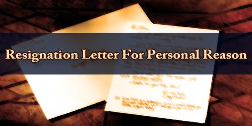 Resignation Letter For Personal Reason