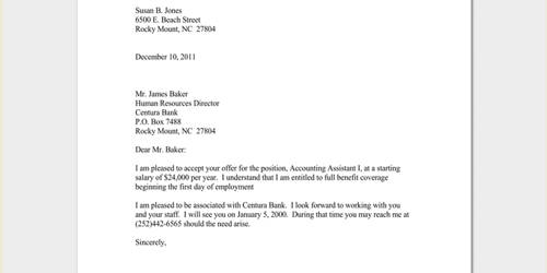 Response Letter for a Job Offering
