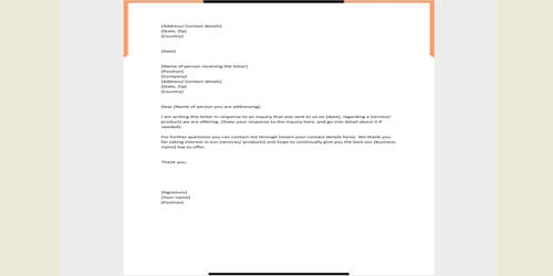 Sample Response Letter to an Inquiry
