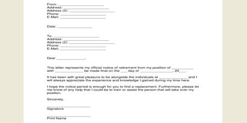 Sample Retirement Request Letter Format