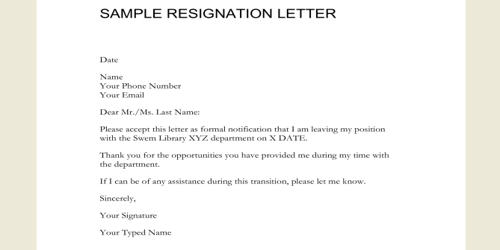 Sample Resignation Letter to Boss