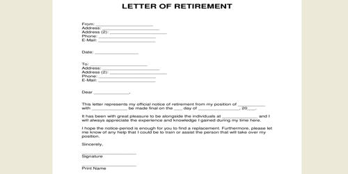 Retirement Resignation Letter Format