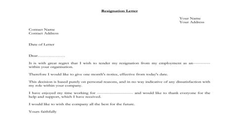 Sample Reporter Resignation Letter Format
