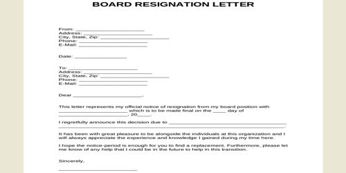 Sample Board Resignation Letter Format