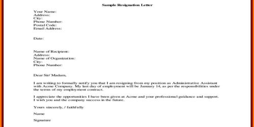 Sample Sales Resignation Letter Format