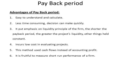 Advantages of Pay Back Period (PBP)